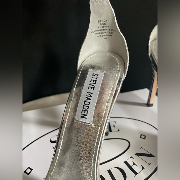 Steve Madden Stecy Open Toe Ankle Strap Glitter Heels - Picture 9 of 10